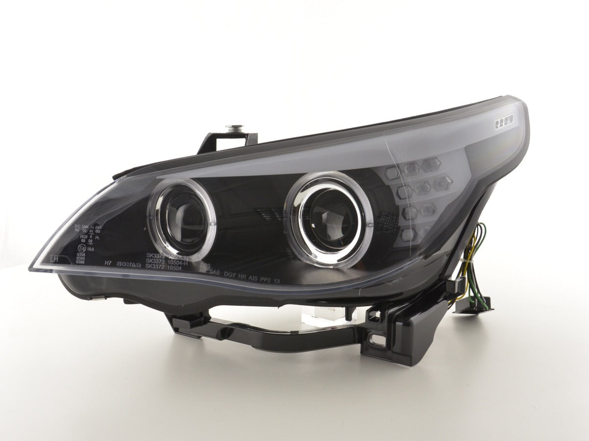 Scheinwerfer Set Xenon Angel Eyes LED BMW 5er E60/E61 03-04 schwarz für Rechtslenker Scheinwerfer Set Xenon Angel Eyes LED BMW 5er E60/E61 03-04 schwarz für Rechtslenker